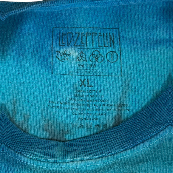 Led Zeppelin Shirt Adult EXTRA LARGE Blue Tie Dye Band Tee Swan Song Reprint - Picture 4 of 7